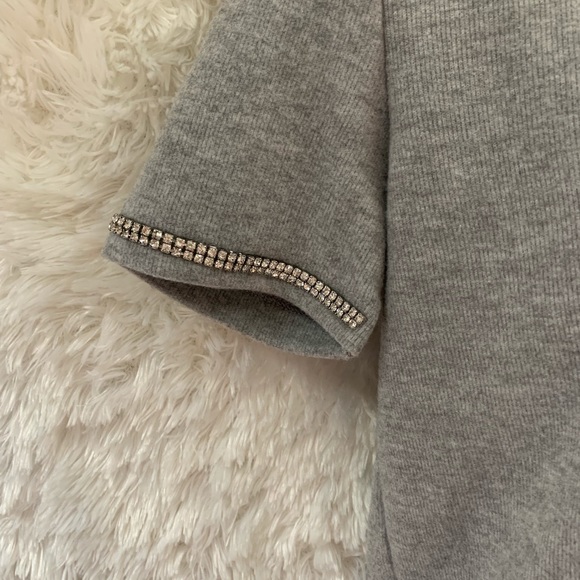 NWT Zara Size S Short Sleeve Knit With Rhinestone Cuffs. - Picture 2 of 6